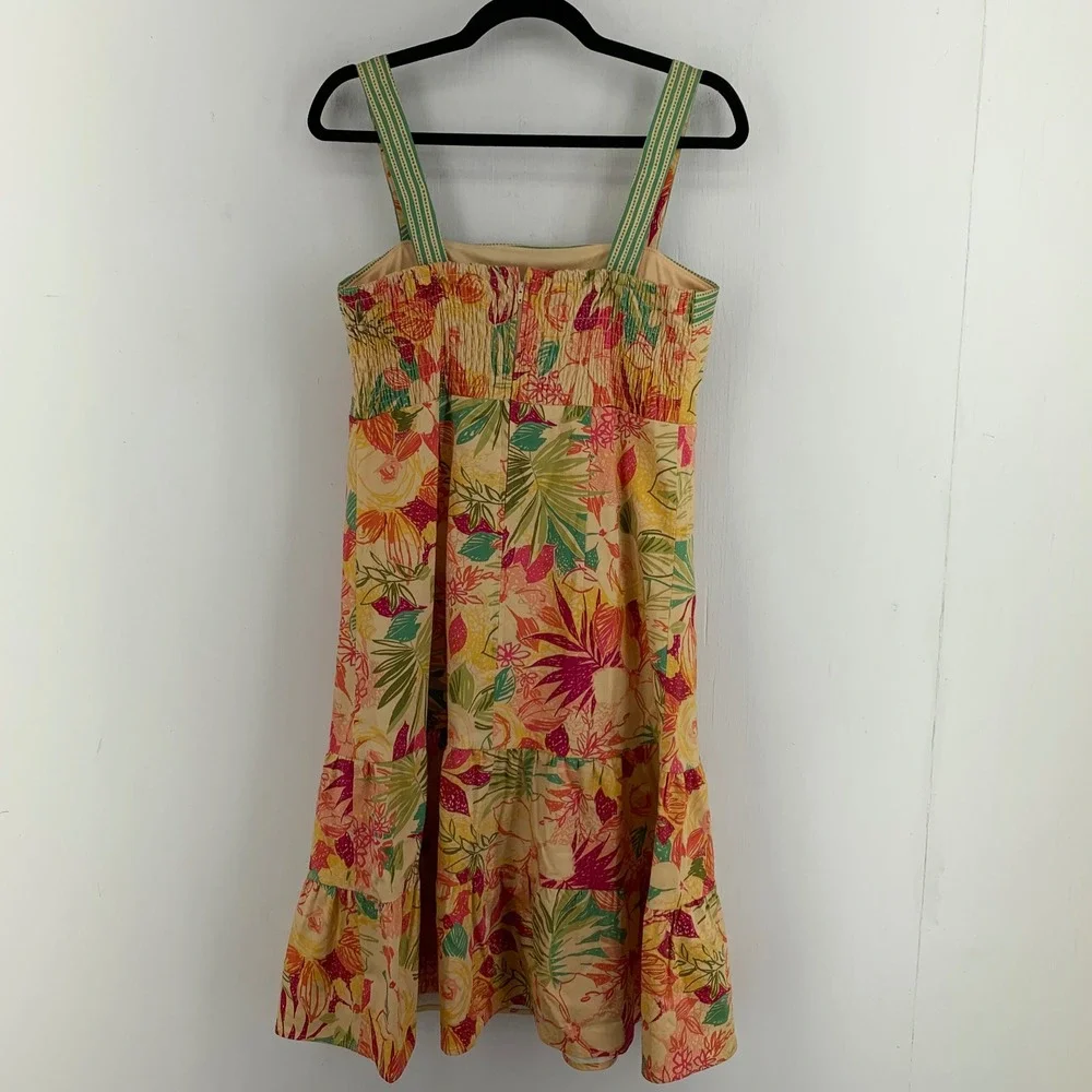 R&K Originals Womens 12 Tropical Floral Tiered Sun Dress Y2K 90s Resortwear
